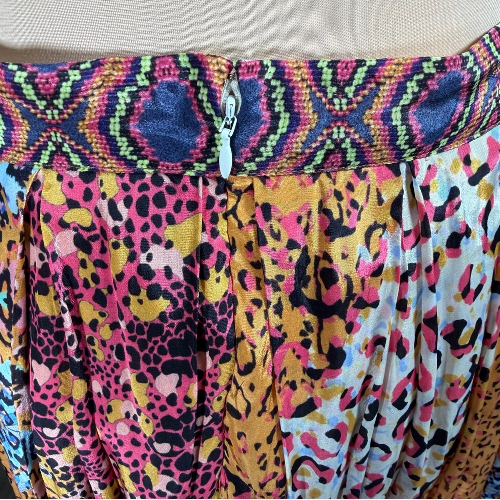 Bhanuni by Jyoti Maxi Skirt Boho Patchwork Animal Print Lined Size 6 - Picture 9 of 13